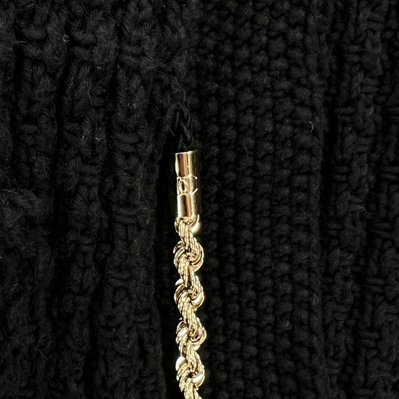 CHANEL 2010 Sweater Womens 34 Black Chain Details Open Cardigan Cotton Chunky - Picture 13 of 16